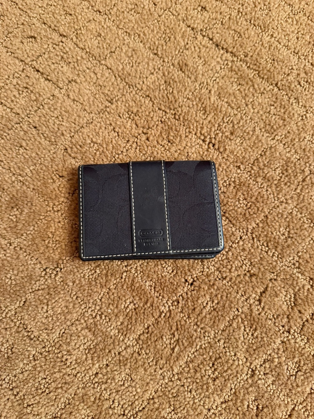 Coach Canvas Monogram And Leather Black Small Wallet